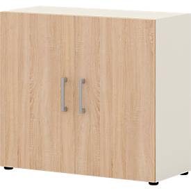 Vleugeldeurkast TEMPIO -  van hout - 2 OH - B 800 x D 340 x H 720 mm - wit/Sonoma eik