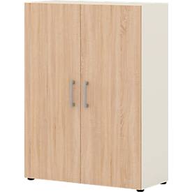 Vleugeldeurkast TEMPIO -  van hout - 3 OH - B 800 x D 340 x H 1070 mm - wit/Sonoma eik
