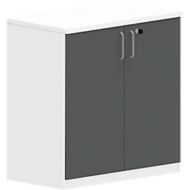 Vleugeldeurkast NEVADA - houten - B 800 x D 445 x H 825 mm - 2 OH - wit en donkergrijs