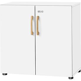 Schäfer Shop Select Start Off Houtkastje, gemaakt van hout, 2 OH, afsluitbaar, onderstel met glijpootjes, B 800 x D 420 x H 744 mm, wit