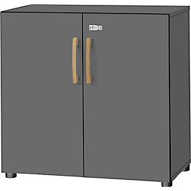 Schäfer Shop Select Kast Start Off Wood, van hout, 2 OH, afsluitbaar, onderstel met glijpootjes, B 800 x D 420 X H 744 mm, grafiet
