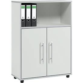 Schäfer Shop Select Schäfer Shop  Select Combikast Moxxo IQ, hout, 2 vleugeldeuren, 1 open vak, 3 ordnerhoogten, B 801 x D 362 x H 1115 mm, lichtgrijs