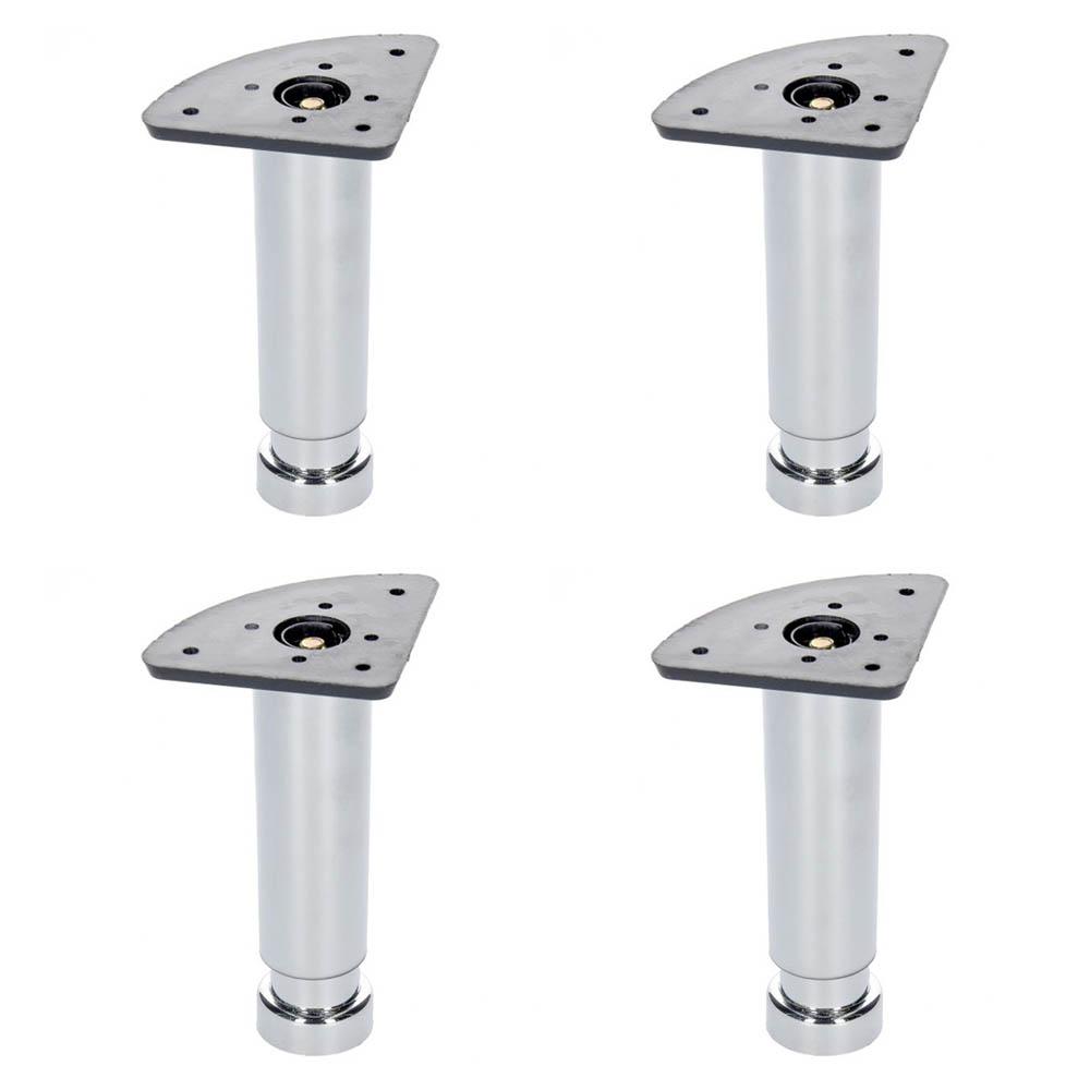 Furniture Legs Europe Budget meubelpoot verstelbaar chroom rond Ø 3,5 cm en hoogte 12 cm van kunststof - 4 stuks