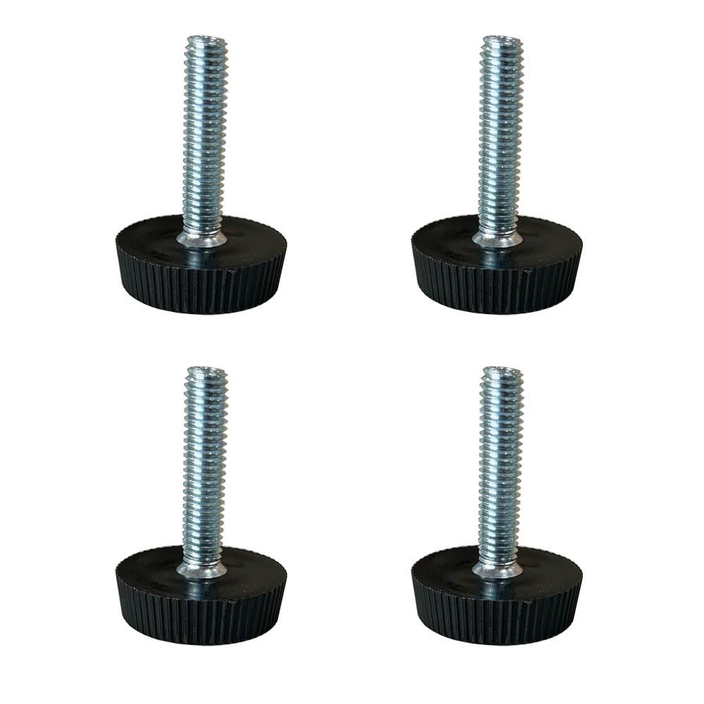 Furniture Legs Europe Stelvoet zwart rond Ø 2,5 cm en hoogte 0,7 cm van massief kunststof (M6) - 4 stuks