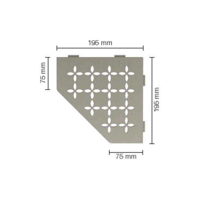 Schluter Shelf-E-S2 planchet - 19.5x19.5x0.5cm - inbouw - Driehoek - Perforatie: Floral - gecoat steengrijs ses2d5tssg