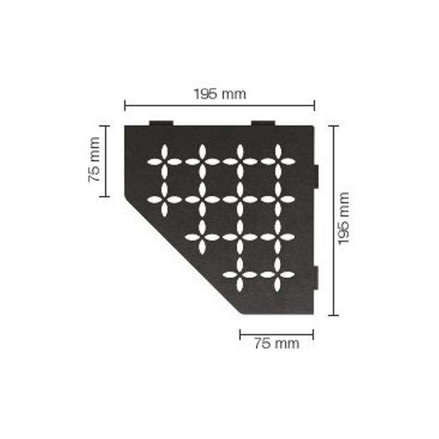 Schluter Shelf-E-S2 planchet - 19.5x19.5x0.5cm - inbouw - Driehoek - Perforatie: Floral - gecoat donker antraciet ses2d5tsda