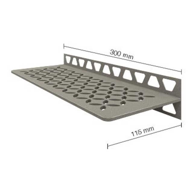 Schluter Shelf-W-S1 planchet - 30x11.5x0.5cm - inbouw - Rechthoek - Perforatie: Floral - gecoat steengrijs sws1d5tssg