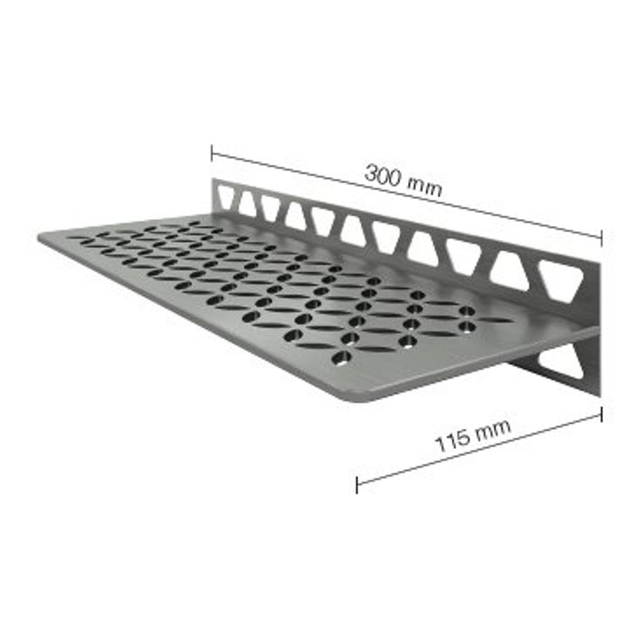 Schluter Shelf-W-S1 planchet - 30x11.5x0.5cm - inbouw - Rechthoek - Perforatie: Floral - RVS geborsteld sws1d5eb