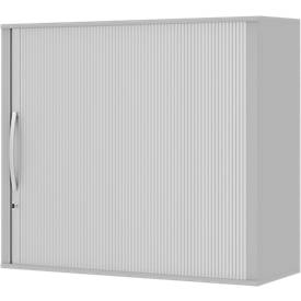 Opzetroldeurkast BARI, 4 legborden, middenwand, slot, H 1057 mm, lichtgrijs