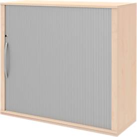 Bijzet roldeurkast BARI, 4 legborden, rechts openend, slot & middenwand, B 1200 x D 430 x H 1117 mm, esdoornpatroon