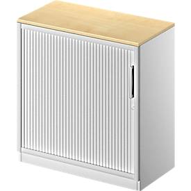 Schäfer Shop Genius Roldeurkast TETRIS SOLID, 2 ordnerhoogten, B 800 mm, incl. 19 mm afdekplaat, beukenpatroon/blank aluminium/blank aluminium