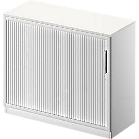 Schäfer Shop Genius Roldeurkast TETRIS SOLID, 2 ordnerhoogten, B 1000 mm, incl. 19 mm afdekplaat, wit/blank aluminium