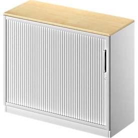 Schäfer Shop Genius Roldeurkast TETRIS SOLID, 2 ordnerhoogten, B 1000 mm, incl. 19 mm afdekplaat, esdoornpatroon/blank aluminium/blank aluminium
