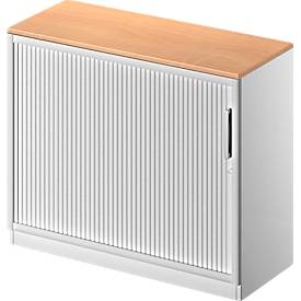 Schäfer Shop Genius Roldeurkast TETRIS SOLID, 2 ordnerhoogten, B 1000 mm, incl. 19 mm afdekplaat, beukenpatroon/blank aluminium/blank aluminium