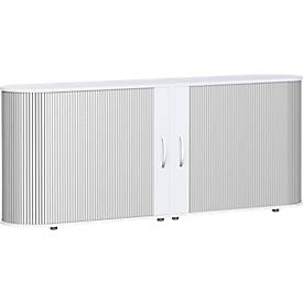 Roldeurkast met dwarse roldeuren Alicante, B 2000 x D 400 x H 828 mm, wit