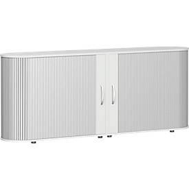Roldeurkast met dwarse roldeuren Alicante, B 2000 x D 400 x H 828 mm, lichtgrijs