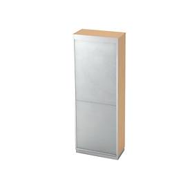 Roldeurkast 5 ordnerhoogten, B 800 x D 420 mm, esdoornpatroon/zilver