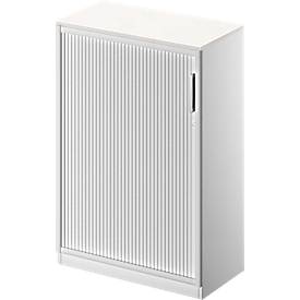 Schäfer Shop Genius Roldeurkast TETRIS SOLID, 3 ordnerhoogten, B 800 mm, incl. 19 mm afdekplaat, wit/blank aluminium
