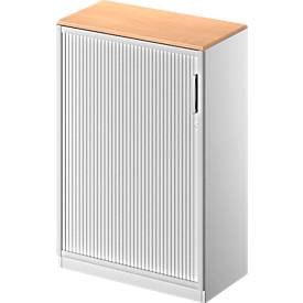 Schäfer Shop Genius Roldeurkast TETRIS SOLID, 3 ordnerhoogten, B 800 mm, incl. 19 mm afdekplaat, beuken/blank aluminium