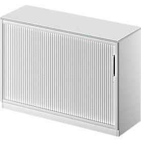 Schäfer Shop Genius Roldeurkast TETRIS SOLID, 2 ordnerhoogten, B 1200 mm, incl. 19 mm afdekplaat, lichtgrijs/blank aluminium/blank aluminium
