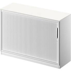 Schäfer Shop Genius Roldeurkast TETRIS SOLID, 2 ordnerhoogten, B 1200 mm, incl. 19 mm afdekplaat, wit/blank aluminium