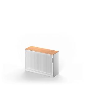 Schäfer Shop Genius Roldeurkast TETRIS SOLID, 2 ordnerhoogten, B 1200 x H 818 mm, met legbord, beuken/blank aluminium