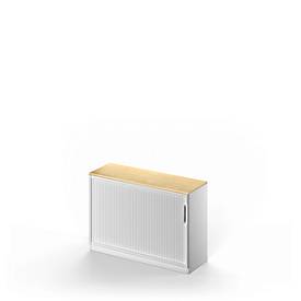 Schäfer Shop Genius Roldeurkast TETRIS SOLID, 2 ordnerhoogten, B 1200 x H 818 mm, met legbord, esdoorn/blank aluminium