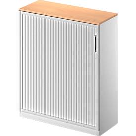 Schäfer Shop Genius Roldeurkast TETRIS SOLID, 3 ordnerhoogten, B 1000 mm, incl. 19 mm afdekplaat, beukenpatroon/blank aluminium/blank aluminium