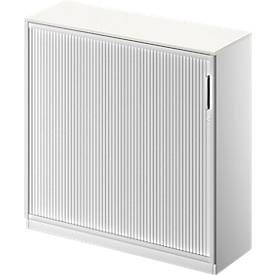 Schäfer Shop Genius Roldeurkast TETRIS SOLID, 3 ordnerhoogten, B 1200 mm, incl. 19 mm afdekplaat, wit/blank aluminium