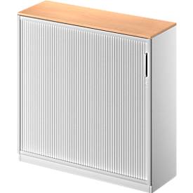 Schäfer Shop Genius Roldeurkast TETRIS SOLID, 3 ordnerhoogten, B 1200 mm, incl. 19 mm afdekplaat, beukenpatroon/blank aluminium/blank aluminium