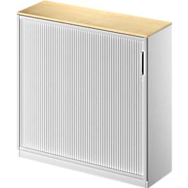 Schäfer Shop Genius Roldeurkast TETRIS SOLID, 3 ordnerhoogten, B 1200 mm, incl. 19 mm afdekplaat, esdoornpatroon/blank aluminium/blank aluminium