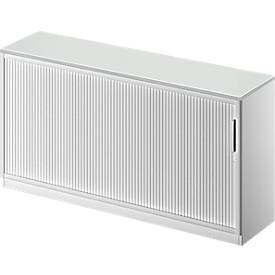 Schäfer Shop Genius Roldeurkast TETRIS SOLID, 2 ordnerhoogten, B 1600 mm, incl. 19 mm afdekplaat, lichtgrijs/blank aluminium/blank aluminium