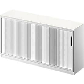 Schäfer Shop Genius Roldeurkast TETRIS SOLID, 2 ordnerhoogten, B 1600 mm, incl. 19 mm afdekplaat, wit/blank aluminium