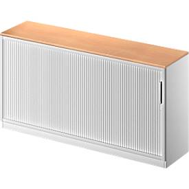 Schäfer Shop Genius Roldeurkast TETRIS SOLID, 2 ordnerhoogten, B 1600 mm, incl. 19 mm afdekplaat, beukenpatroon/blank aluminium/blank aluminium