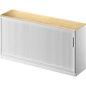 Schäfer Shop Genius Roldeurkast TETRIS SOLID, 2 ordnerhoogten, B 1600 mm, incl. 19 mm afdekplaat, esdoornpatroon/blank aluminium/blank aluminium