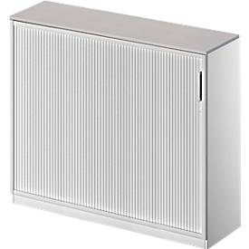 Schäfer Shop Genius Roldeurkast TETRIS SOLID, 3 ordnerhoogten, B 1600 mm, incl. 19 mm afdekplaat, lichtgrijs/blank aluminium/blank aluminium