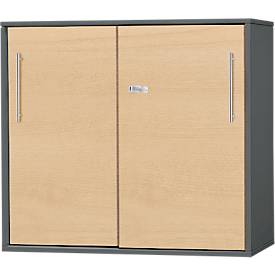 Schäfer Shop Select aanbouw-/schuifdeurkast Start Off, op tafelhoogte, afsluitbaar, B 800 x D 420 x H 726 mm, grafiet/ahorn