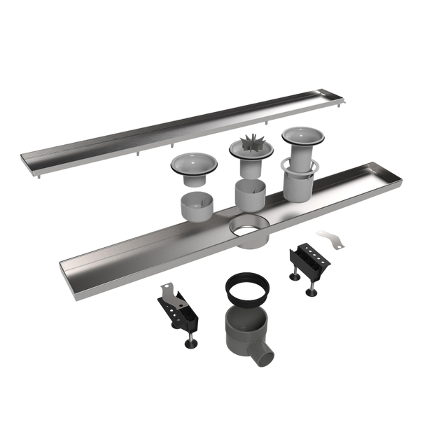 Easy Drain Tegeldrain tegelgoot met zijuitloop 50mm 9.8X200CM met 30/35/50cm waterslot edt2000