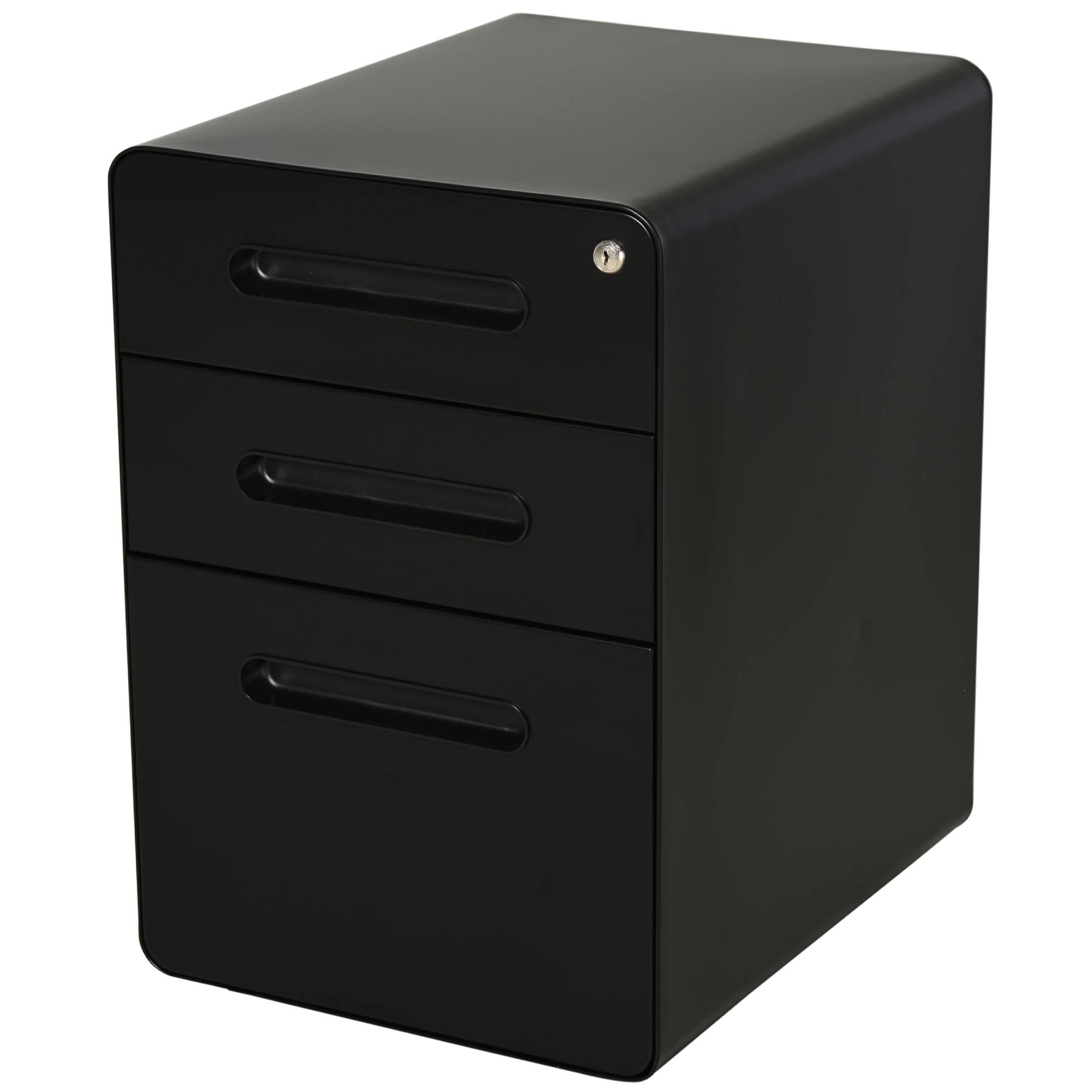 Vinsetto rolcontainer, multifunctioneel, 3 laden, stevig staal, ideaal voor kantooropslag, 39 x 48 x 59 cm, zwart | Aosom.nl