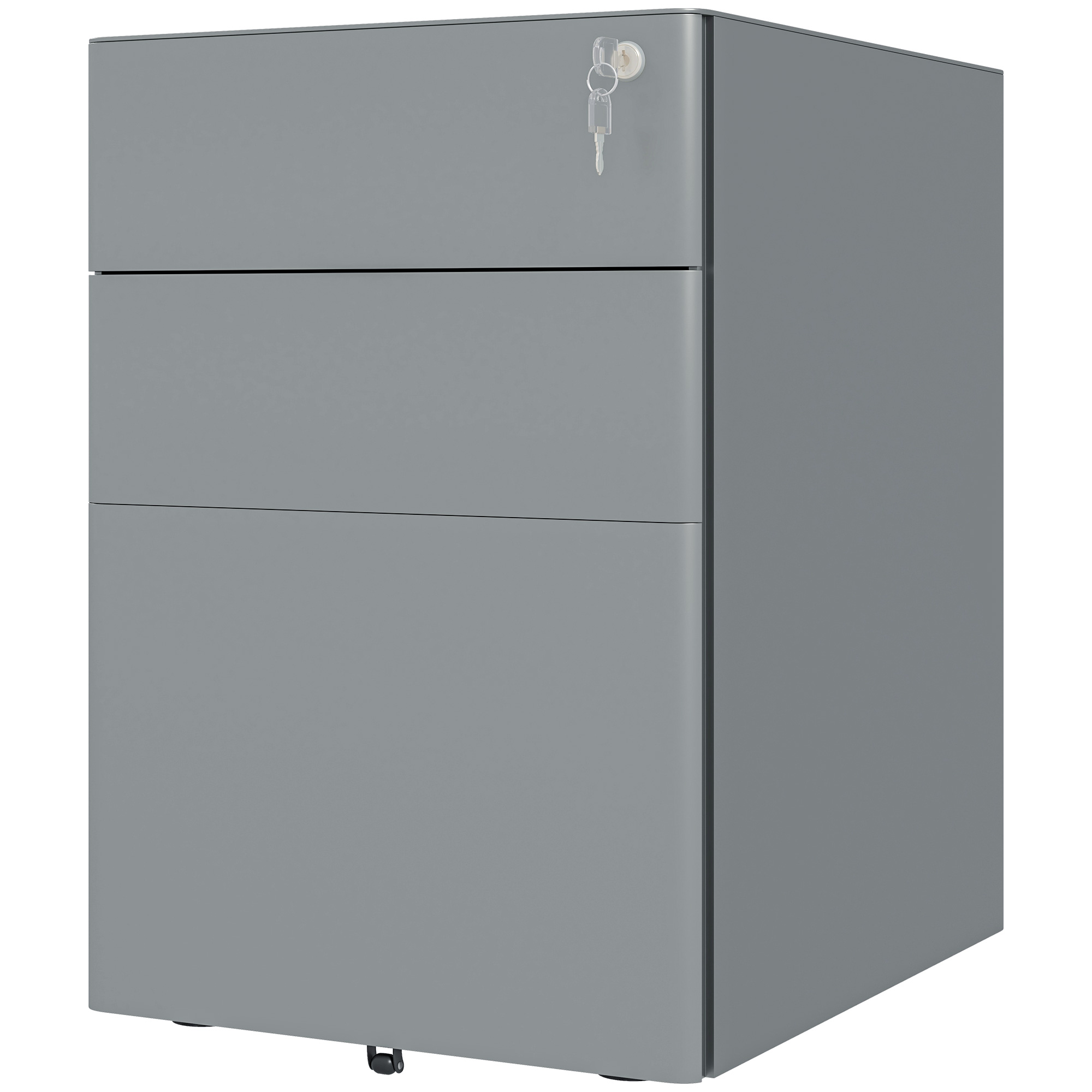 Vinsetto archiefkast, mobiele kast met 2 laden en hangmappenlade, veilig slot, stevig stalen frame, 39 x 48 x 59 cm, grijs | Aosom.nl