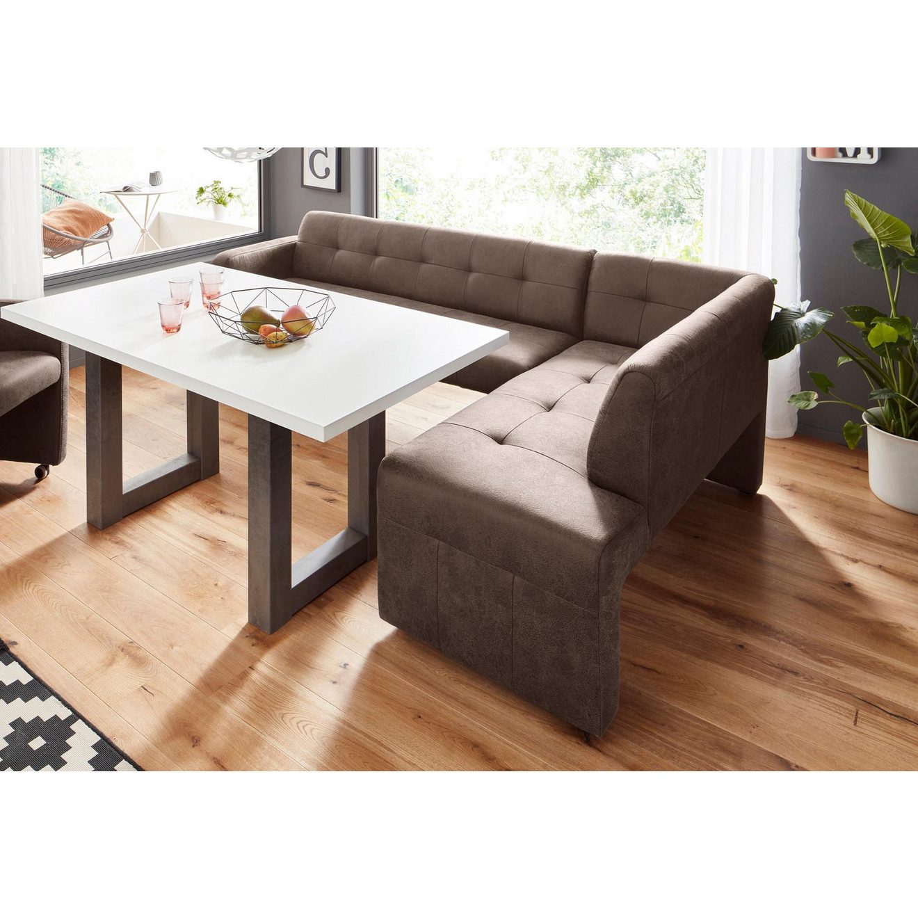 Exxpo - sofa fashion Hoekbank Barista met geweldige detailafwerking, hoge bodemvrijheid Comfortabele zithoogte 49 cm, vrij in de ruimte te plaatsen