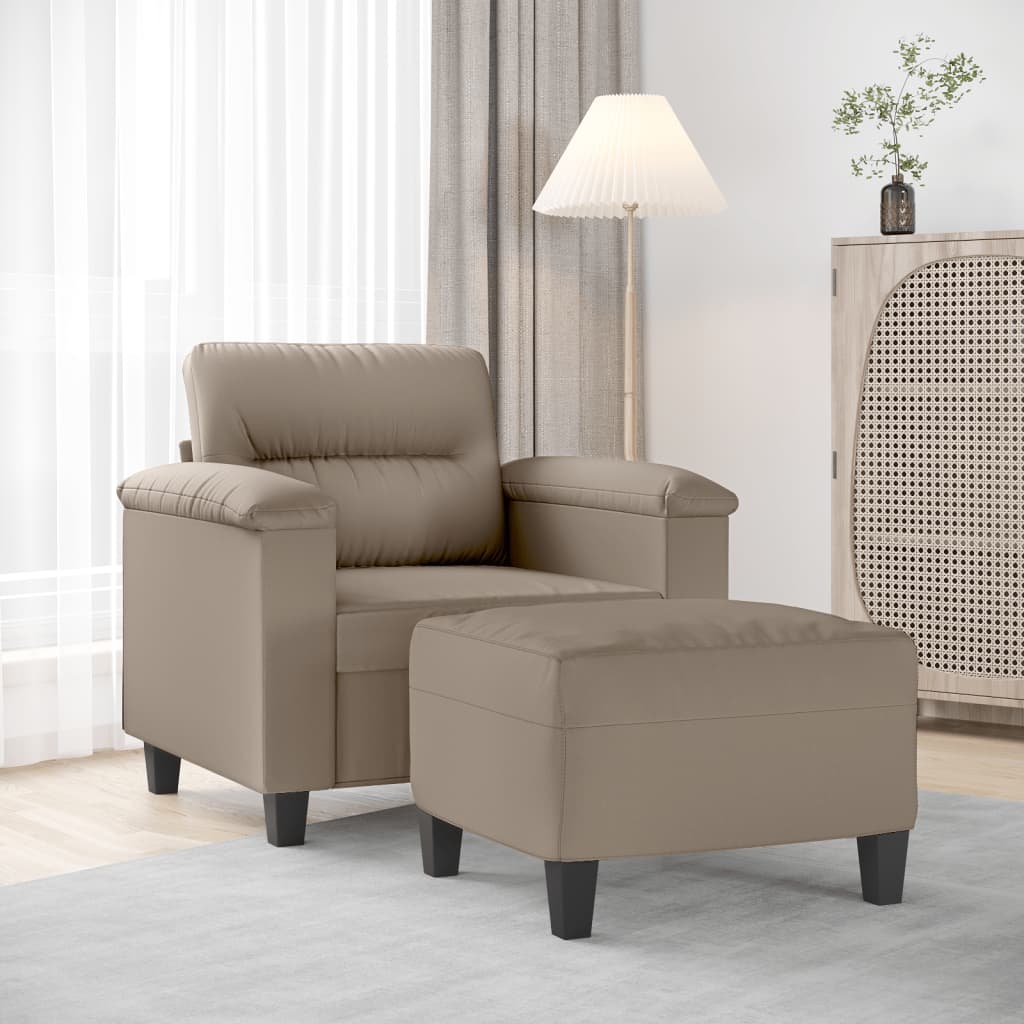Vid Fauteuil met voetenbank 60 cm microvezelstof taupe