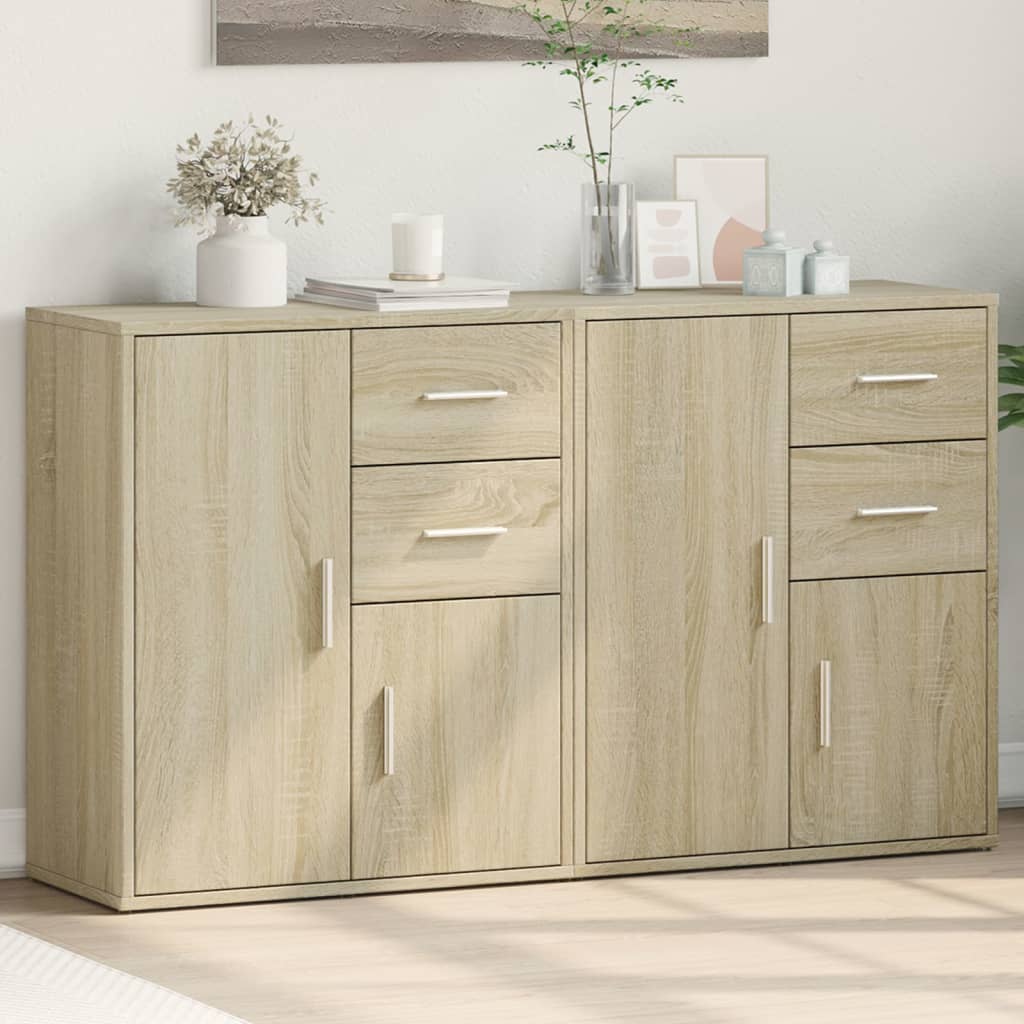 VidaXL Dressoirs 2 st 60x31x70 cm bewerkt hout sonoma eikenkleurig