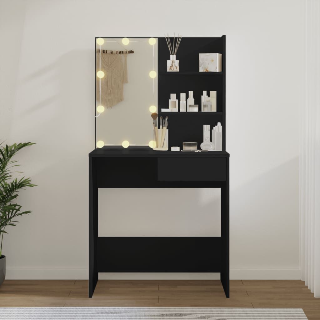 vidaXL Kaptafel met LED-verlichting 74,5x40x141 cm zwart