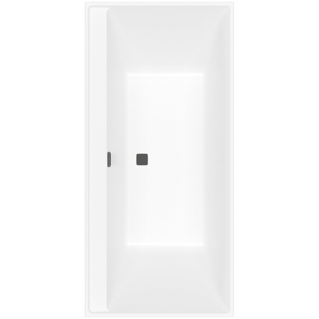 Villeroy & Boch Collaro kunststof inbouw duobad acryl rechthoekig 190x90x47cm mat zwart/stone white UBA199COR2NVRW uba199cor2nv-rw