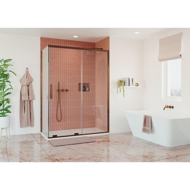 Crosswater Optix Zijpaneel - 80cm - voor schuifdeur - Geborsteld Brons OXSLSPBZC0800