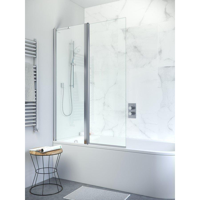 Crosswater Design New badwand 2 delig 106x150cm zilver profiel helder glas DBDSC1060_V2