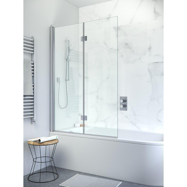 Crosswater Design New badwand 2 delig 106x150cm met scharnieren helder glas DBVSC1060_V2