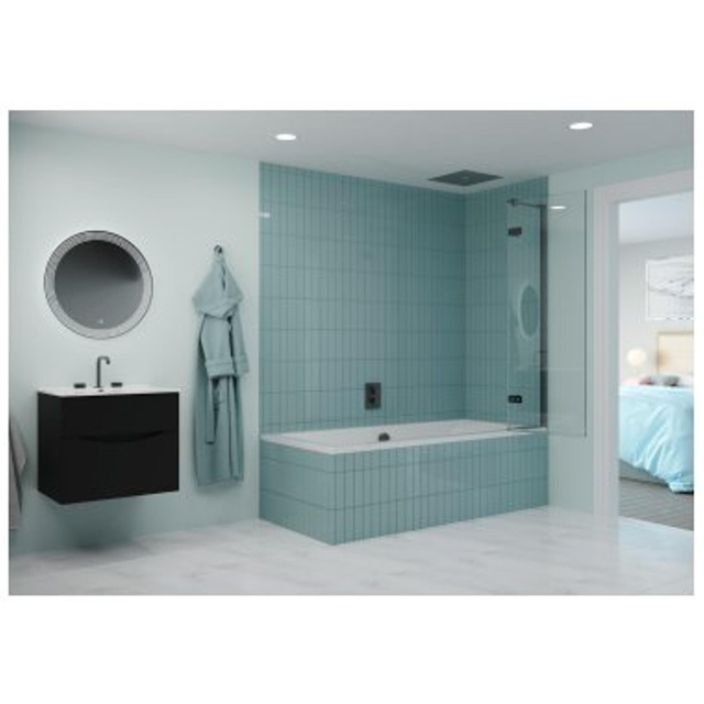 Crosswater Optix 10 Badwand - 90x150cm - 2-delig - rechts - 180graden - slate (gunmetal) OXBDHTC0900R