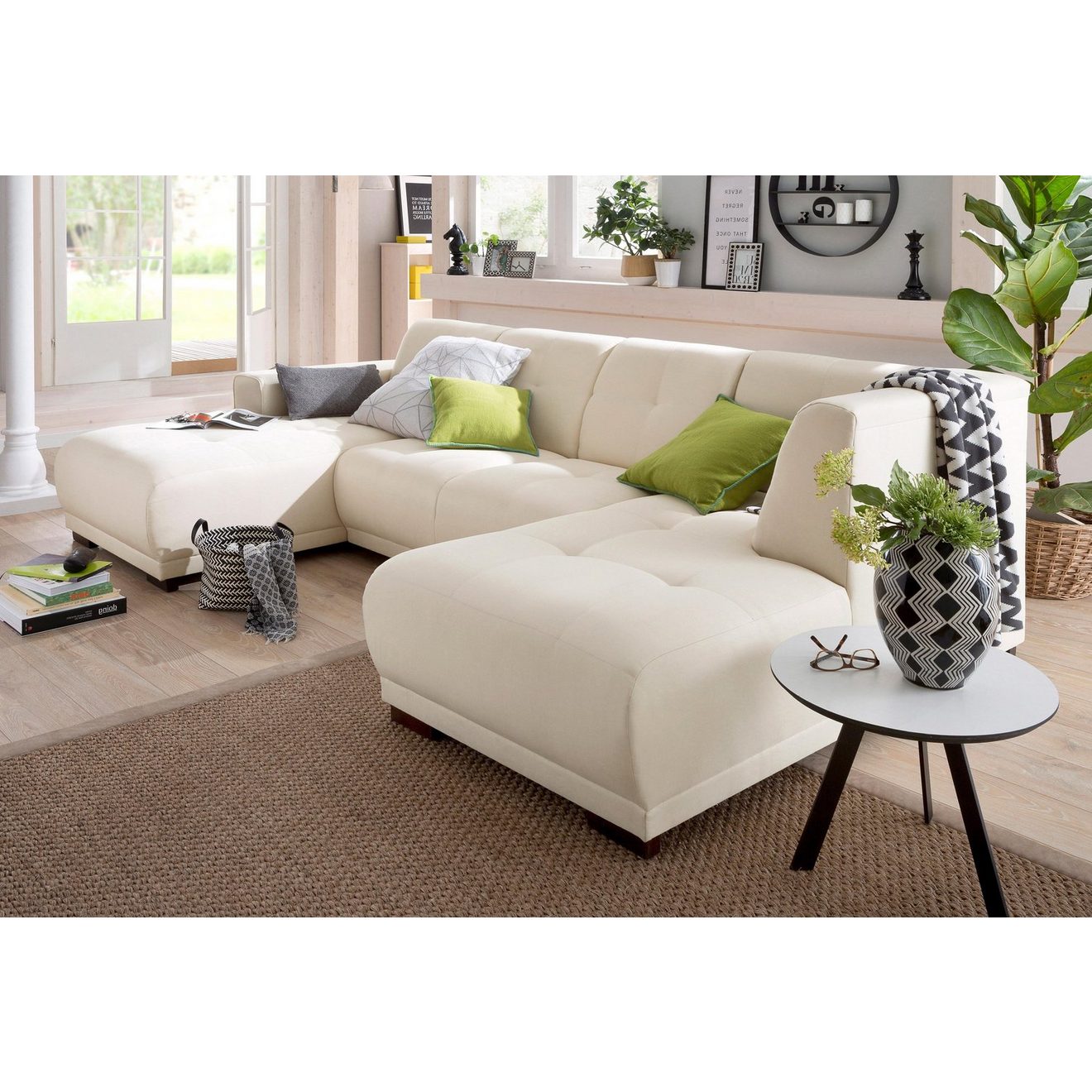 Home affaire Zithoek Langeland U-vorm incl. 2 sierkussens, recamiere naar keuze links of rechts te plaatsen